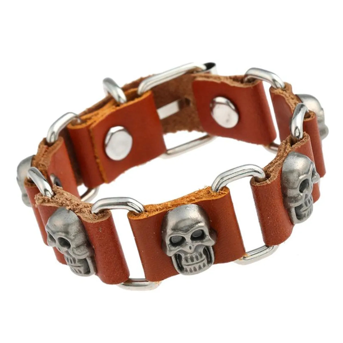 women’s bangles set-Jewelry Punk Leather Bracelet Alloy Skull Leather Cowhide Bracelet