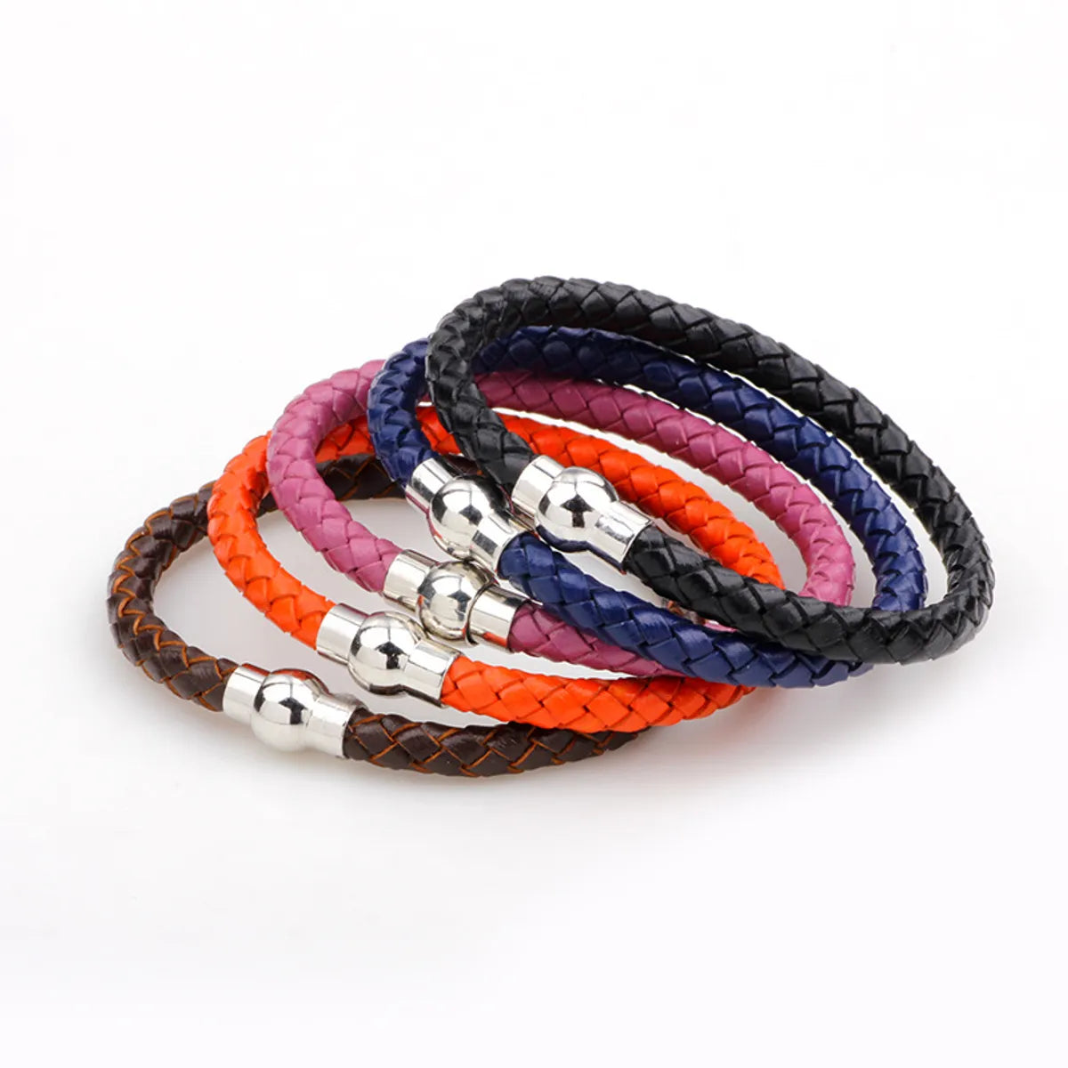 women’s simple bracelets-Simple Style Solid Color Pu Leather Alloy Braid Men'S Bracelets