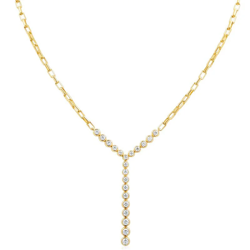 women’s diamond-encrusted necklaces-women’s diamond-encrusted necklaces-18k Yellow Gold Diamond Stiletto Diamond Necklace