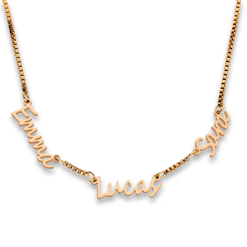 women’s art deco necklaces-women’s art deco necklaces-Multi name necklace rosé gold