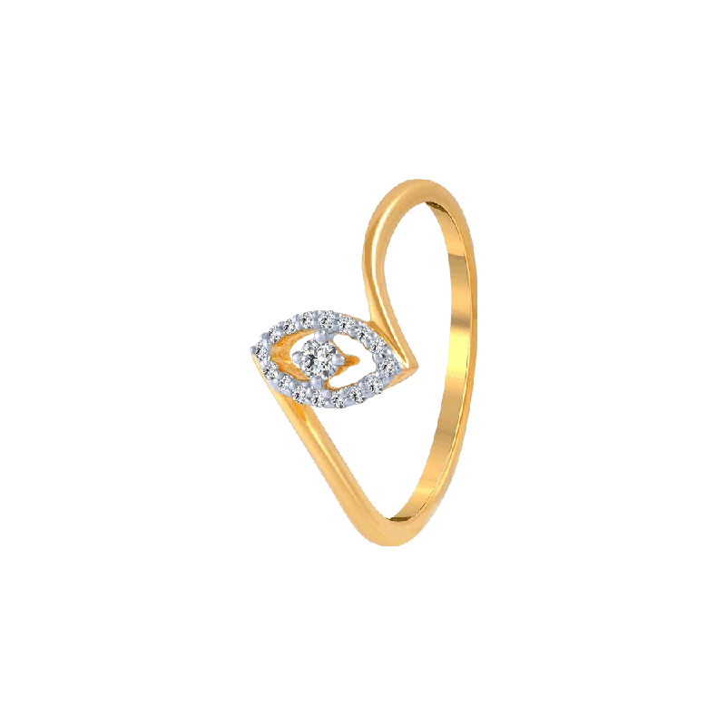 women’s flower rings-18KT (750) Yellow Gold And Diamond Ring For Women