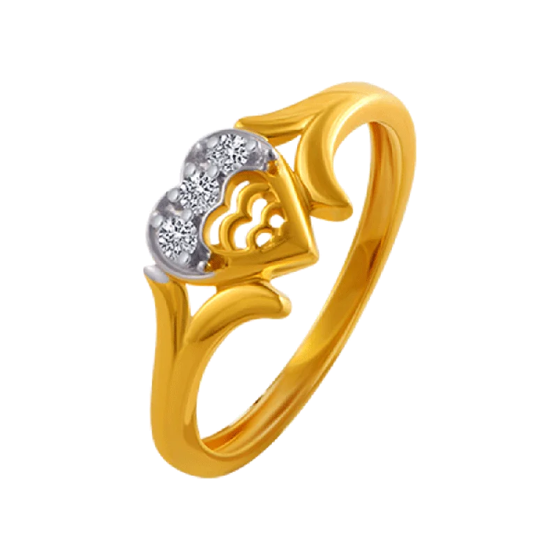 women’s silver rings-14KT (585) Yellow Gold And American Diamond Ring For Women