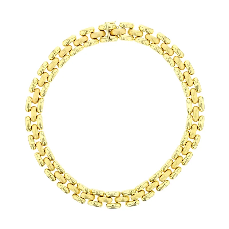 women’s pearl and diamond necklaces-women’s pearl and diamond necklaces-18K Yellow Gold 18-Inch 3-Row Panther Necklace