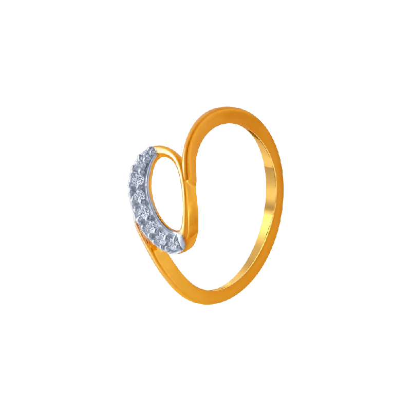 women’s wide band rings-14KT (585) Yellow Gold And American Diamond Ring For Women