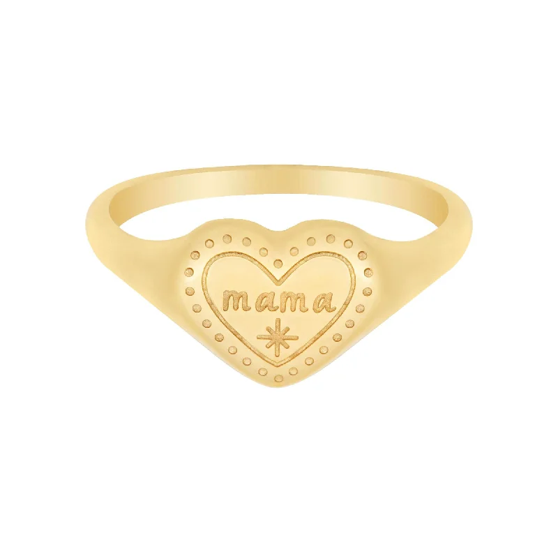 women’s bold rings-women’s bold rings-Engraved Heart Mama Ring