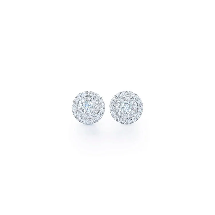 women’s heart-shaped stud earrings-KWIAT Sunburst Stud Earrings with Diamond Halos E-2179-0-DIA-18KW