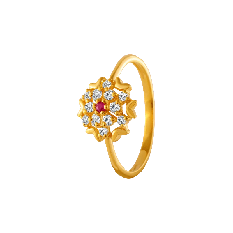 women’s cubic zirconia rings-22KT Yellow Gold And American Diamond Ring For Women