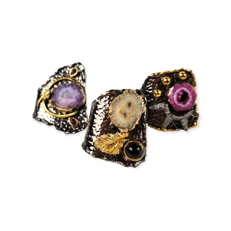 women’s high-end rings-women’s high-end rings-The Milly Wearable Art Solar Quartz Wrap Ring Collection