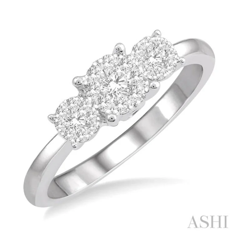 women’s fashion statement rings-1/3 Ctw Lovebright Round Cut Diamond Ring in 14K White Gold