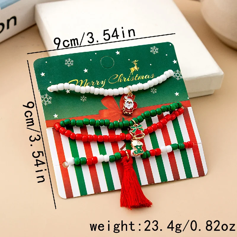 women’s stacked bangles-Cartoon Style Christmas Tree Santa Claus Bell Plastic Beaded Enamel Christmas Women's Bracelets