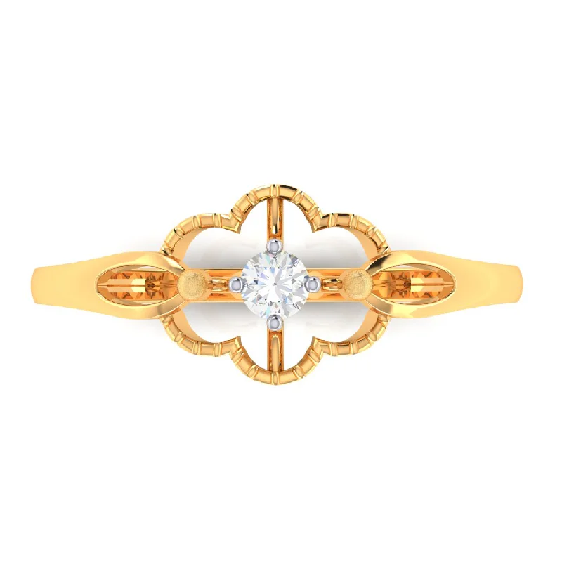 women’s unique gemstone rings-Flower Shape One Diamond Ring