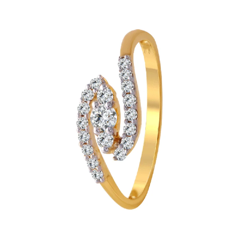 women’s plain rings-18KT (750) Yellow Gold And Diamond Ring For Women