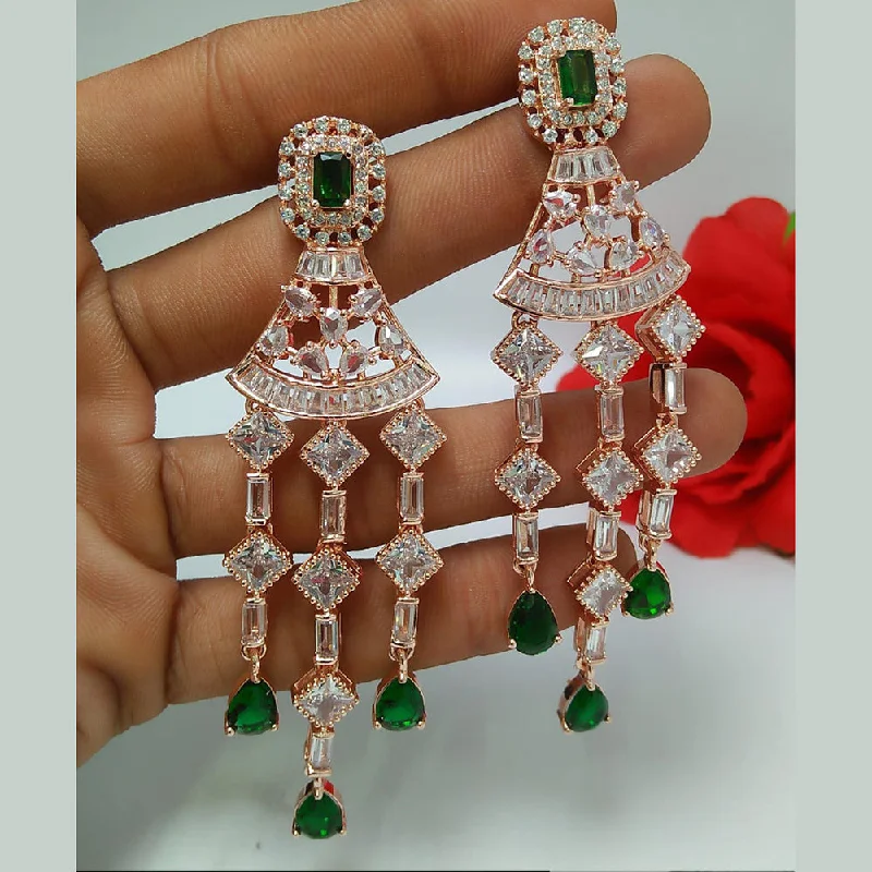 women’s ruby earrings-Manisha Jewellery Rose Gold Plated AD Dangler Earrings