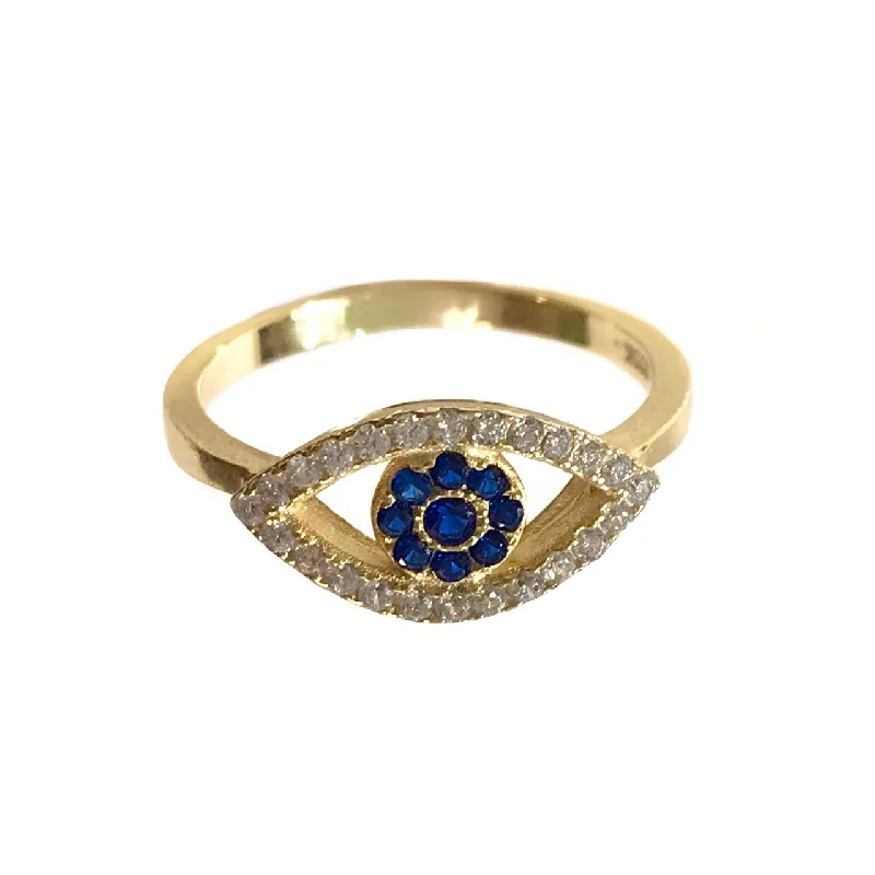 women’s colored gemstone rings-women’s colored gemstone rings-Evil Eye Sapphire Ring