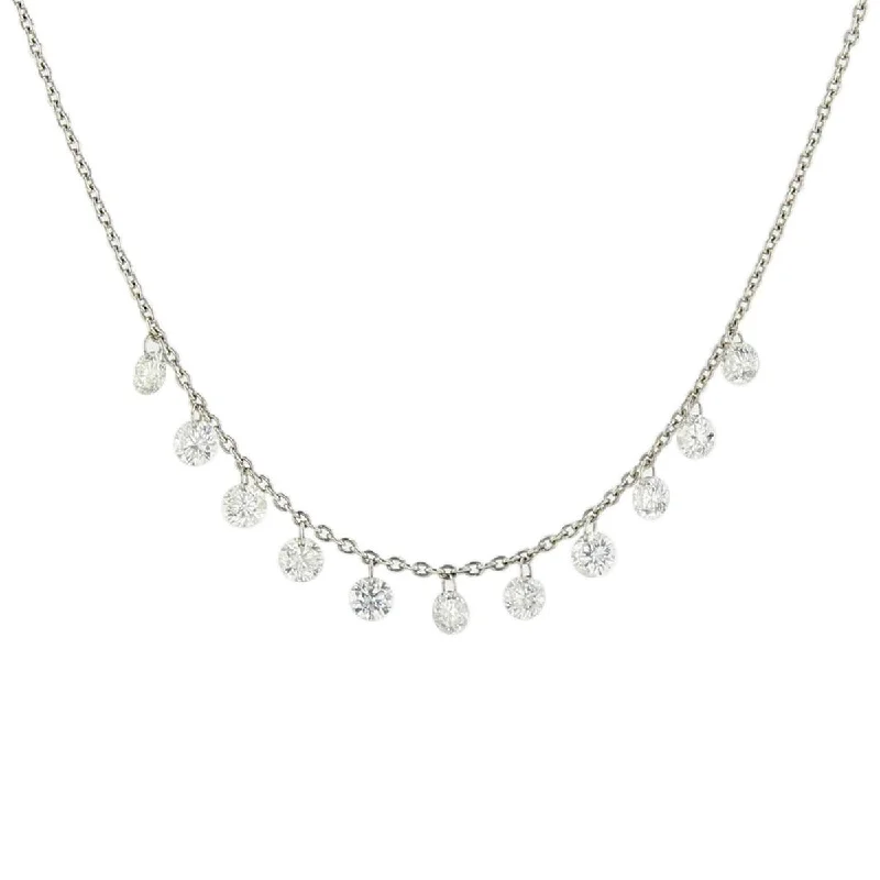 women’s luxury diamond necklaces-women’s luxury diamond necklaces-18K White Gold Floating Diamond Necklace