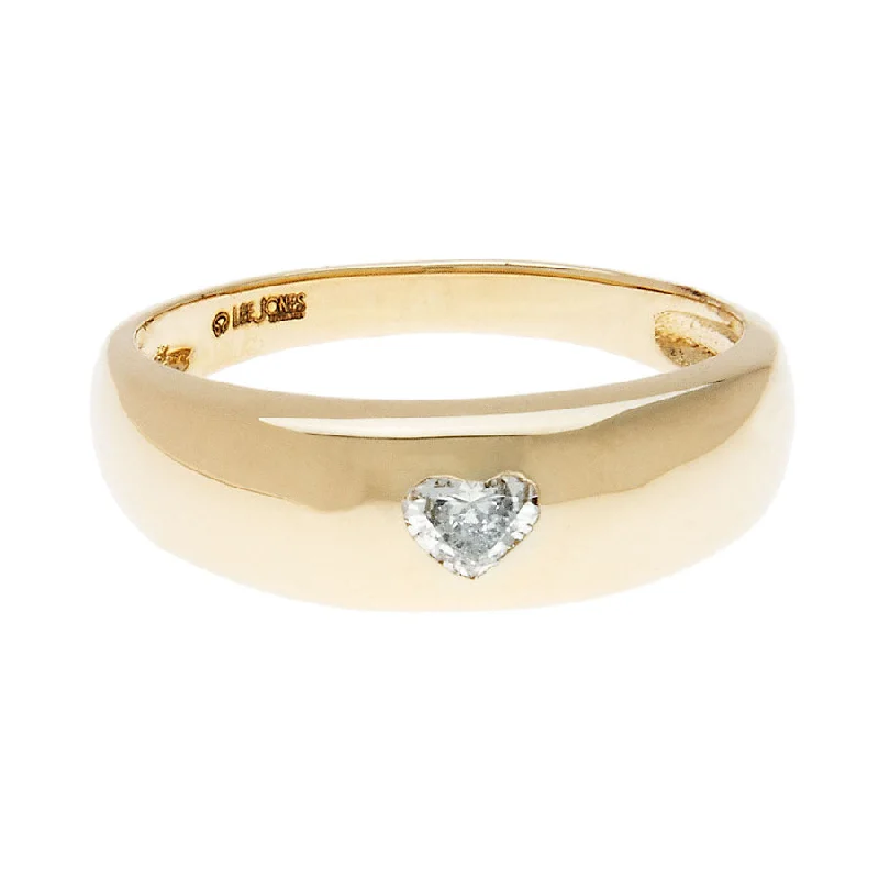 women’s engraving rings-women’s engraving rings-Diamond Heart Connected Ring