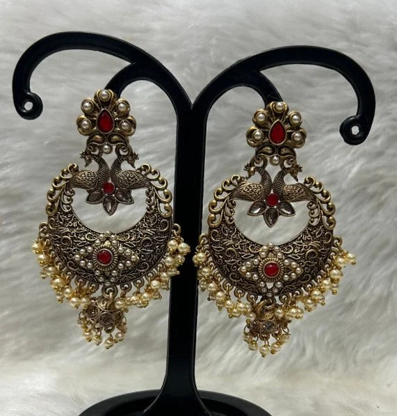 women’s charm earrings-Infinity Jewels Gold Plated Pota Stone Dangler Earrings