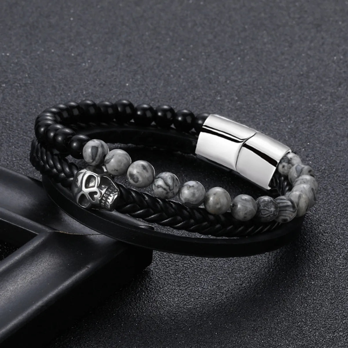 women’s personalized bracelets-Fashion Skull Alloy Plating Men'S Bracelets 1 Piece