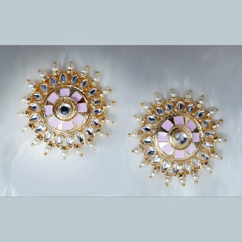 women’s sterling silver hoop earrings-Deep Enterprises Gold Plated Kundan Stud Earrings