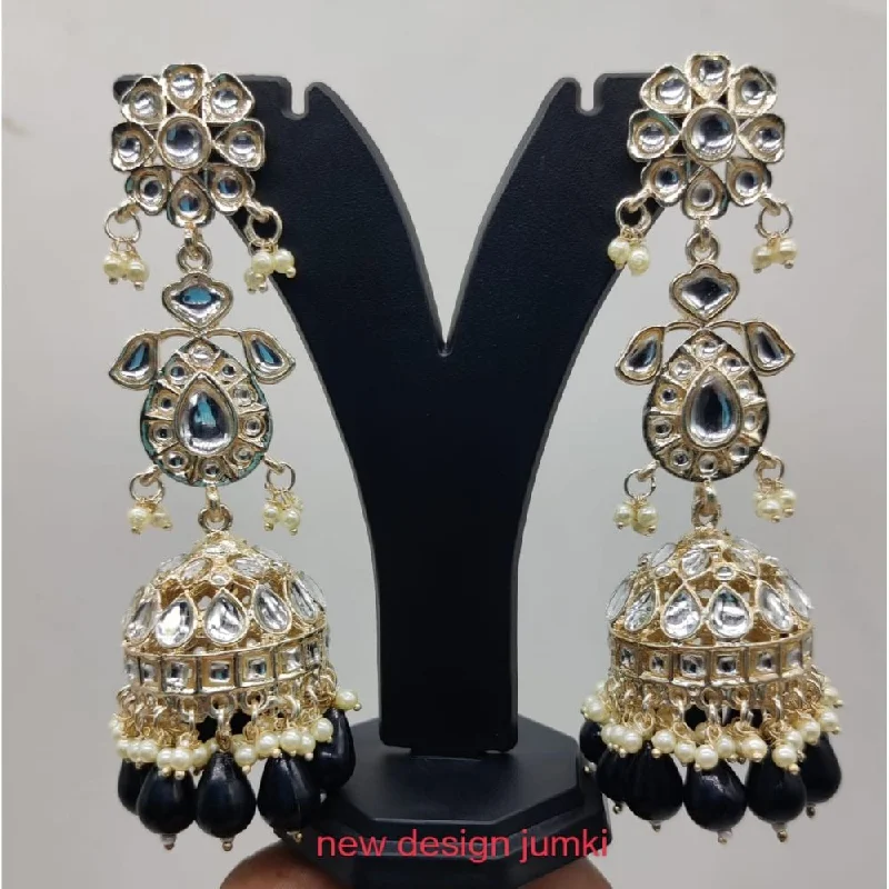 women’s twist earrings-Akruti Collection Gold Plated Kundan & Beads Jhumki Earrings