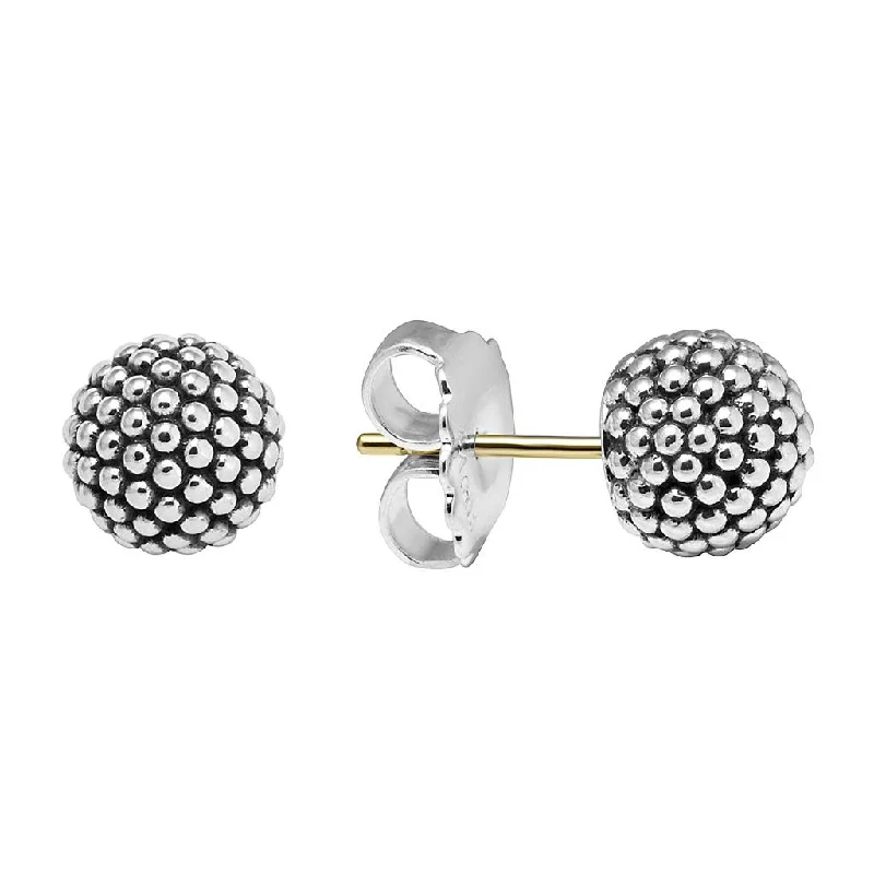 women’s personalized earrings-Signature Caviar 10mm Beaded Stud Earrings in Sterling Silver