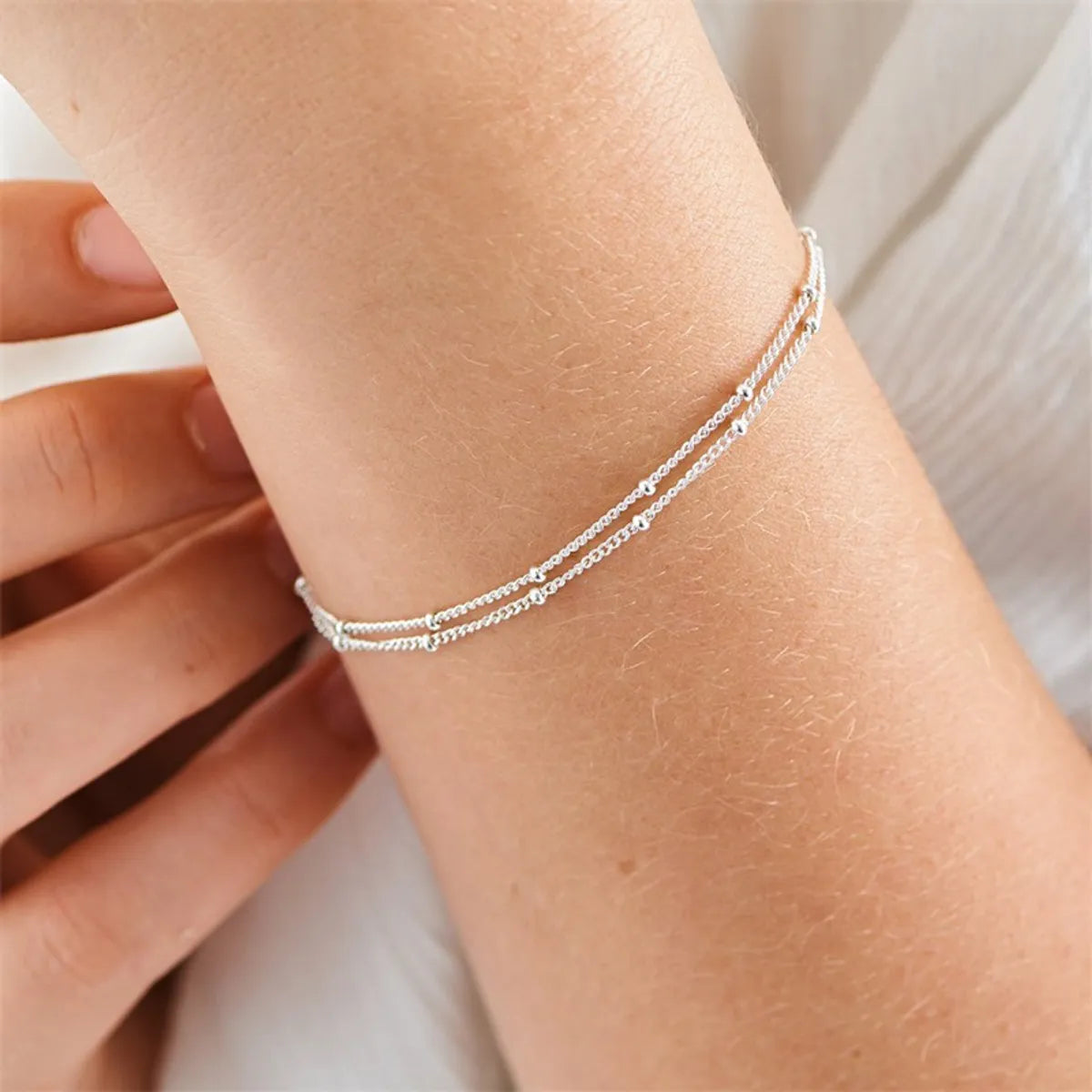 women’s luxury cuff bracelets-Korea Stainless Steel Double-layer Bracelet Bead Chain Bracelet Adjustable Jewelry Wholesale