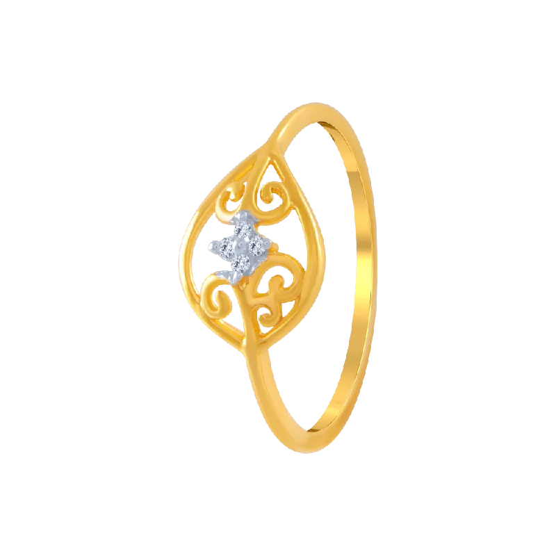 women’s gold rings-14KT (585) Yellow Gold And American Diamond Ring For Women