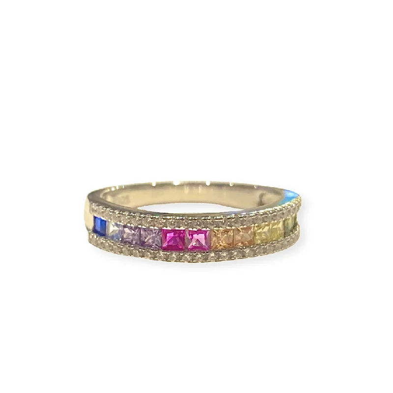 women’s celestial rings-women’s celestial rings-Noelia Rainbow Baguette Ring