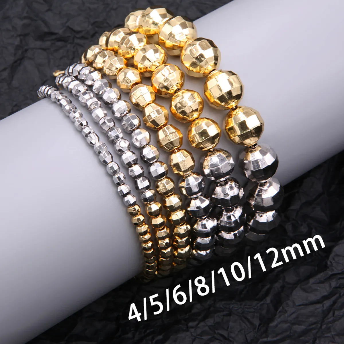 women’s unique bracelets-Hip-hop Cool Style Ball Copper Beaded Plating 18k Gold Plated White Gold Plated Bracelets