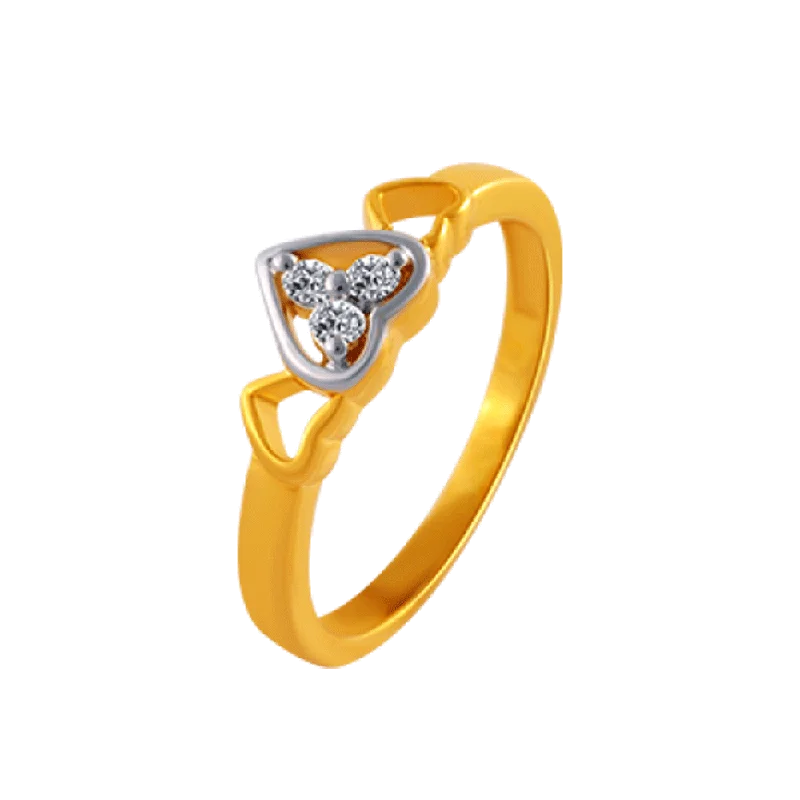 women’s infinity diamond rings-14KT (585) Yellow Gold And American Diamond Ring For Women