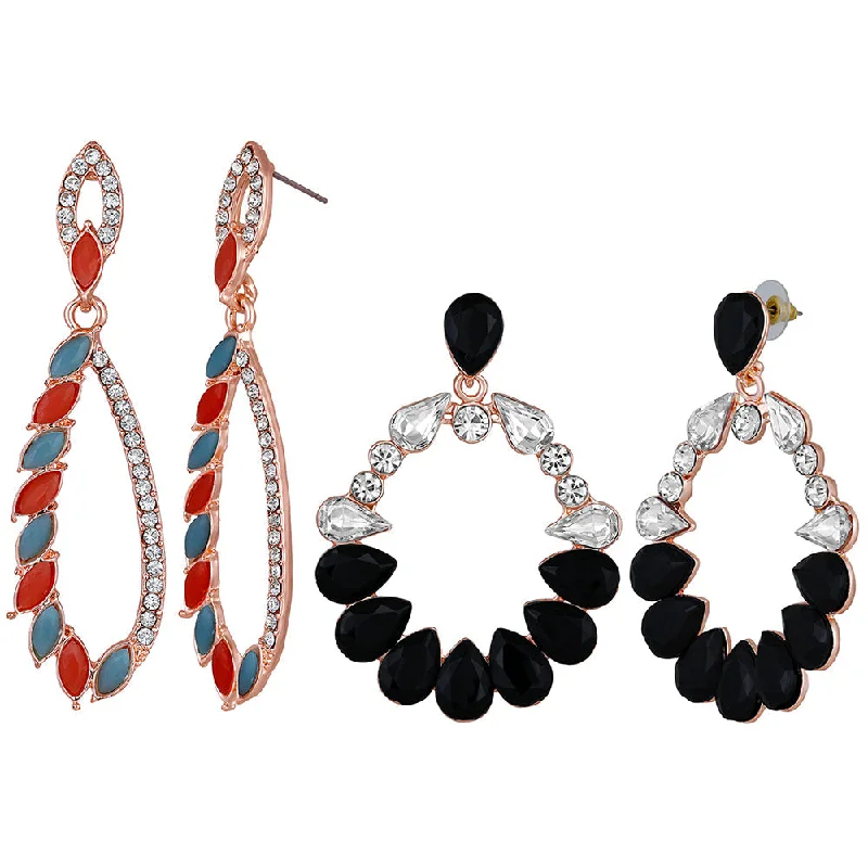 women’s chunky earrings-Mahi Combo of Danglers Earrings with Beads for Women (CO1105594Z)