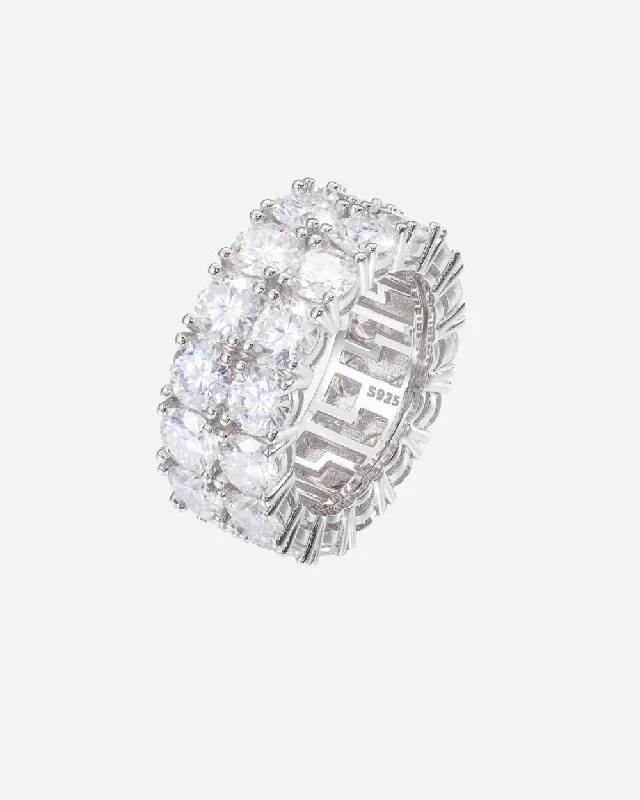 women’s cubic zirconia rings-women’s cubic zirconia rings-MOISSANITE DOUBLE ETERNITY RING. - WHITE GOLD