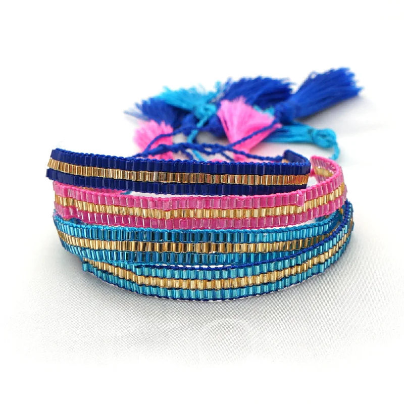 women’s delicate bracelets-European And American Simple Geometric Beaded Mgb Personality Rice Bead Woven Small Bracelet Female