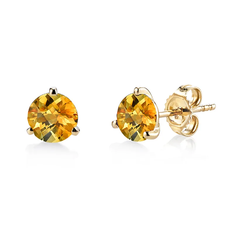 women’s unique earrings-Citrine 14k Yellow Gold Stud Earrings