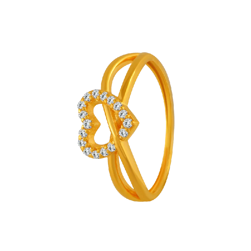 women’s statement rings-22KT Yellow Gold And American Diamond Ring For Women