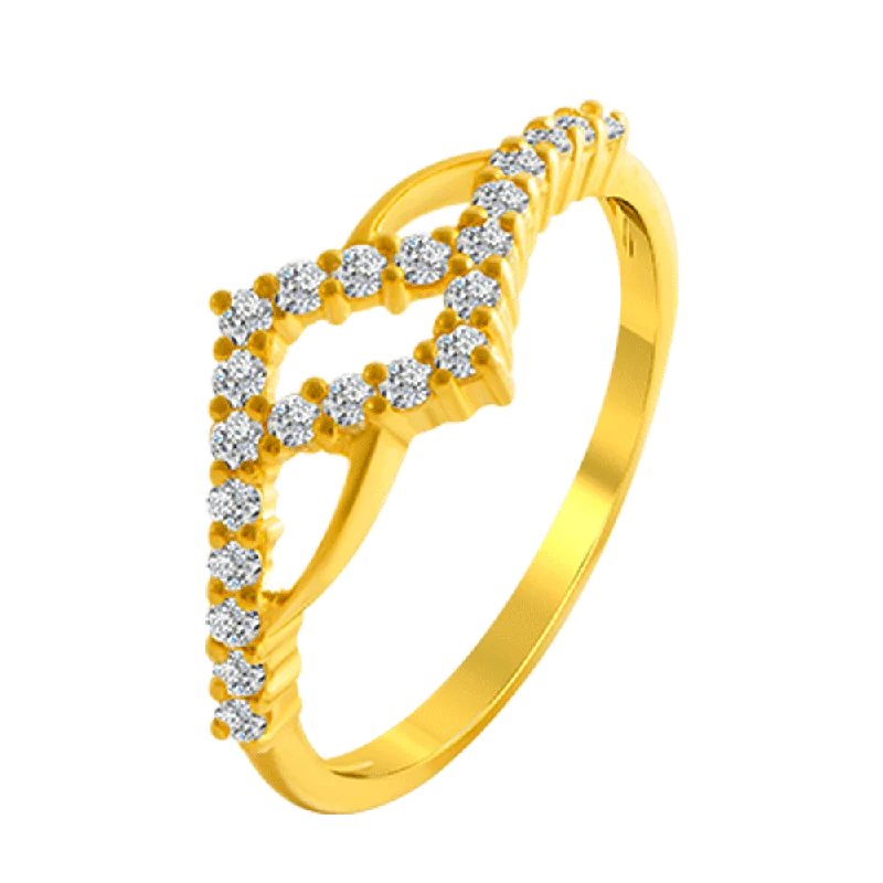 women’s wedding band rings-22KT Yellow Gold And American Diamond Ring For Women