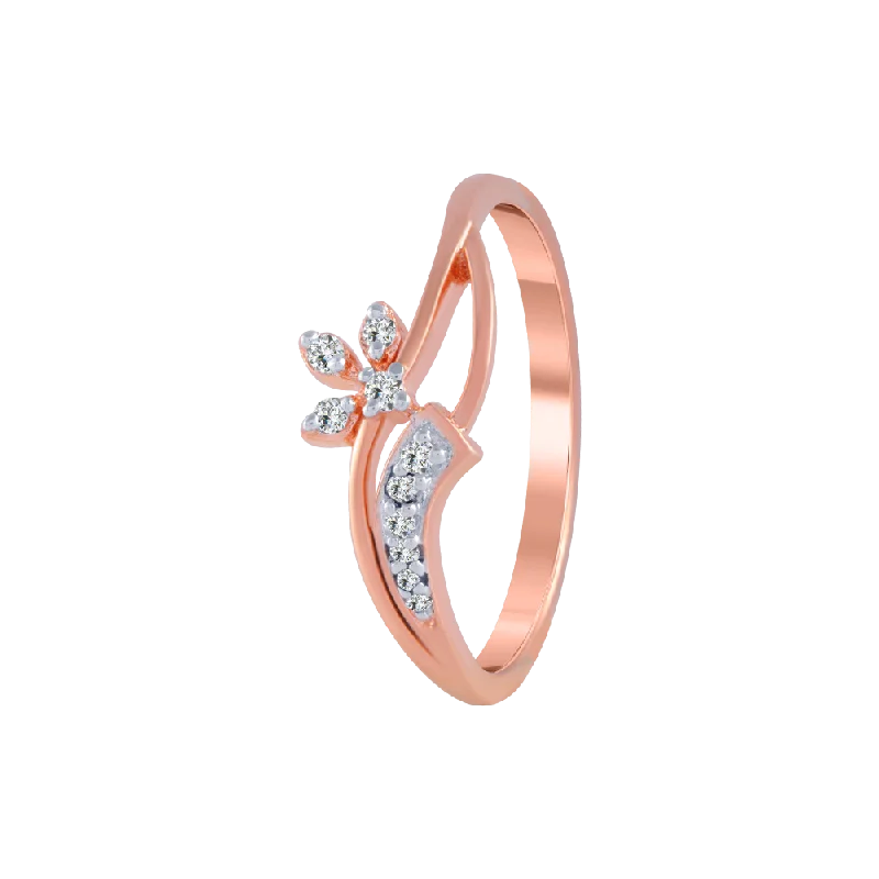 women’s gold-plated rings-18KT (750) Rose Gold And Diamond Ring For Women