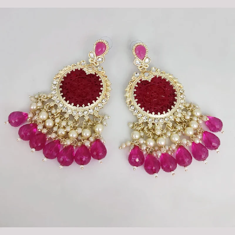 women’s halo earrings-Manisha Jewellery Gold Plated Kundan and Beads Dangler Earrings