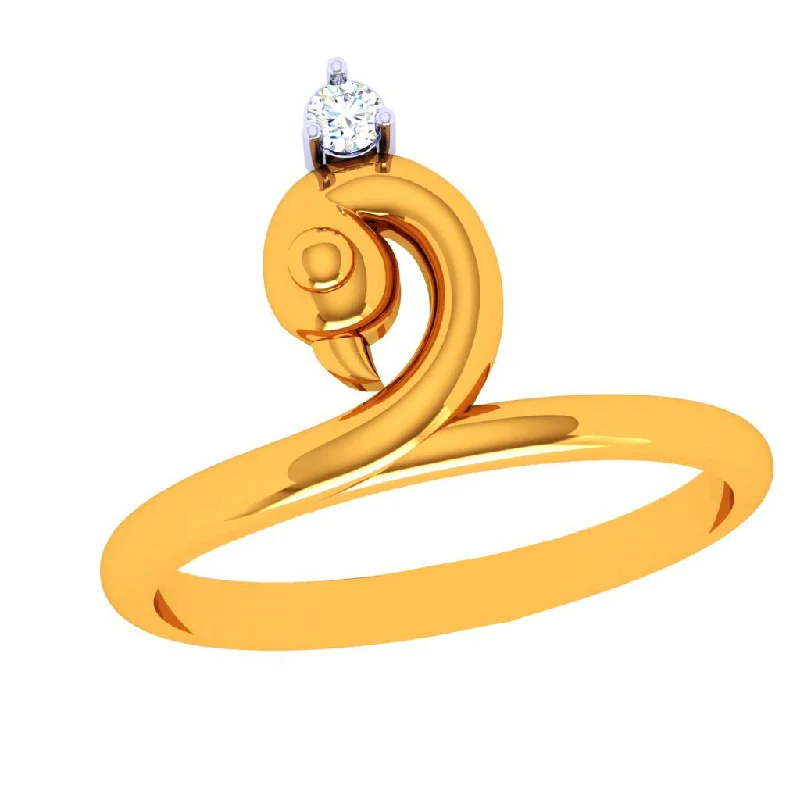 women’s custom design rings-18k Enchanting Swan Diamond Ring