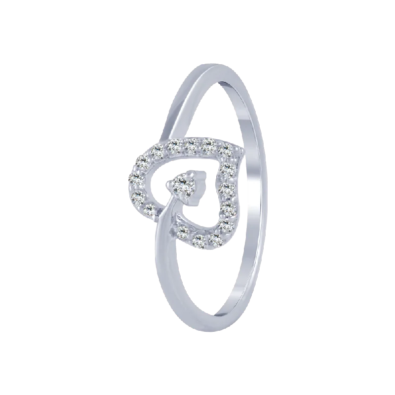 women’s minimal rings-18KT (750) White Gold And Diamond Ring For Women