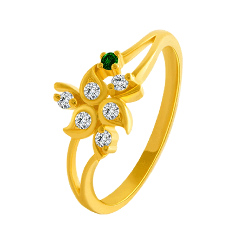 women’s promise rings-22KT Yellow Gold And American Diamond Ring For Women