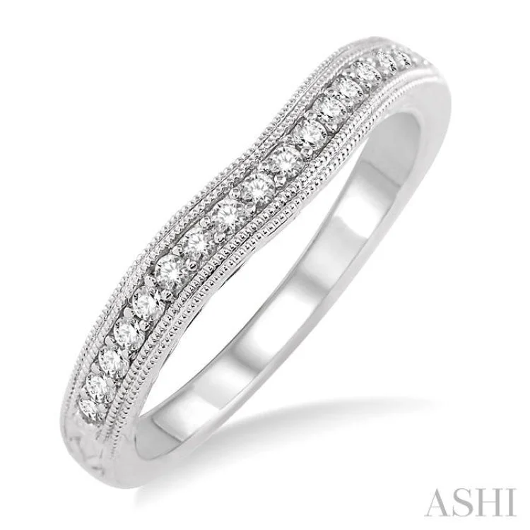 women’s unique rings-women’s unique rings-1/5 Ctw Diamond Wedding Band in 14K White Gold