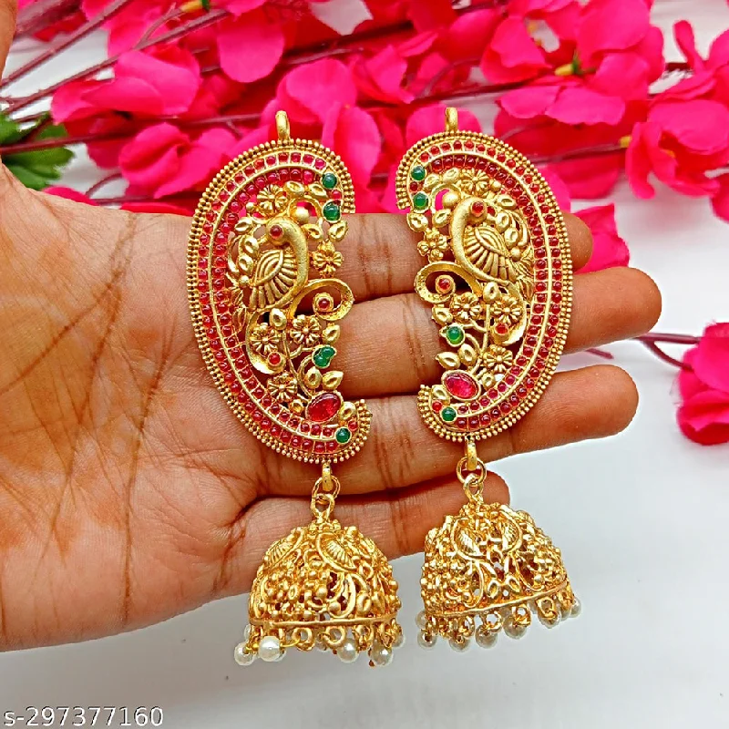 women’s clip-on earrings-Shree Jai Sai Art Gold Plated Ear Cup Earrings