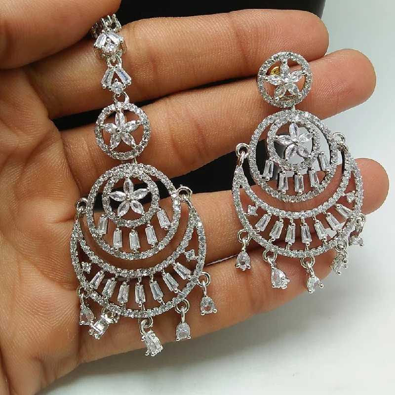 women’s cubic zirconia earrings-Pooja Bangles Silver Plated Dangler Earrings