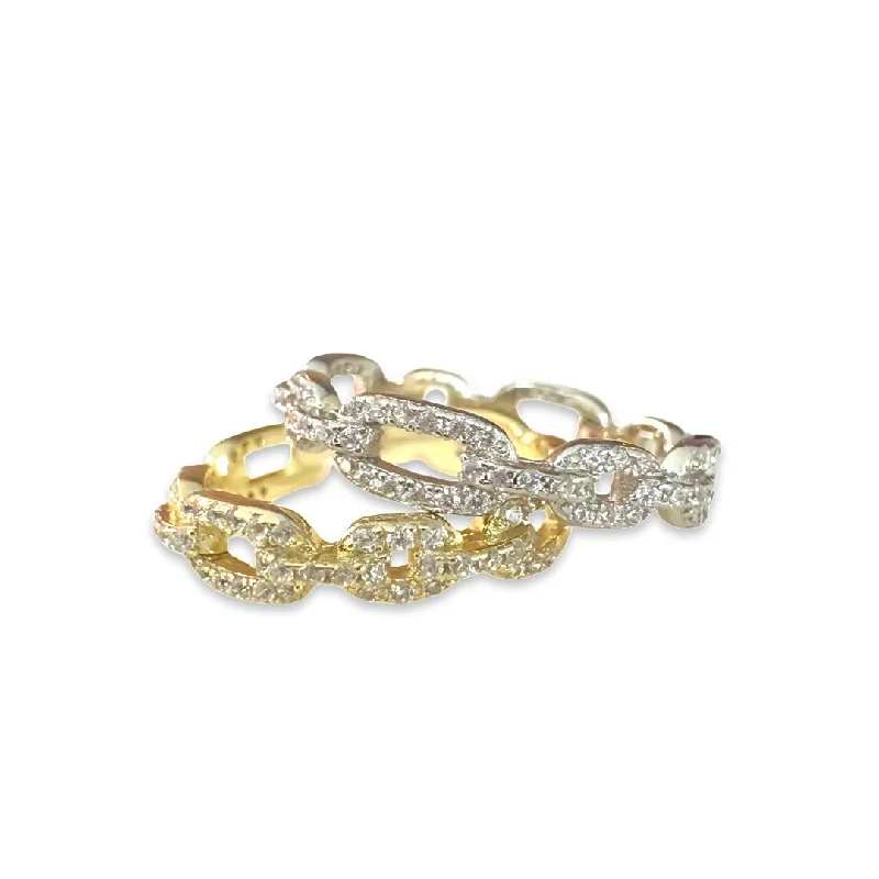 women’s statement diamond rings-women’s statement diamond rings-Noelia Pave Chain Link Ring