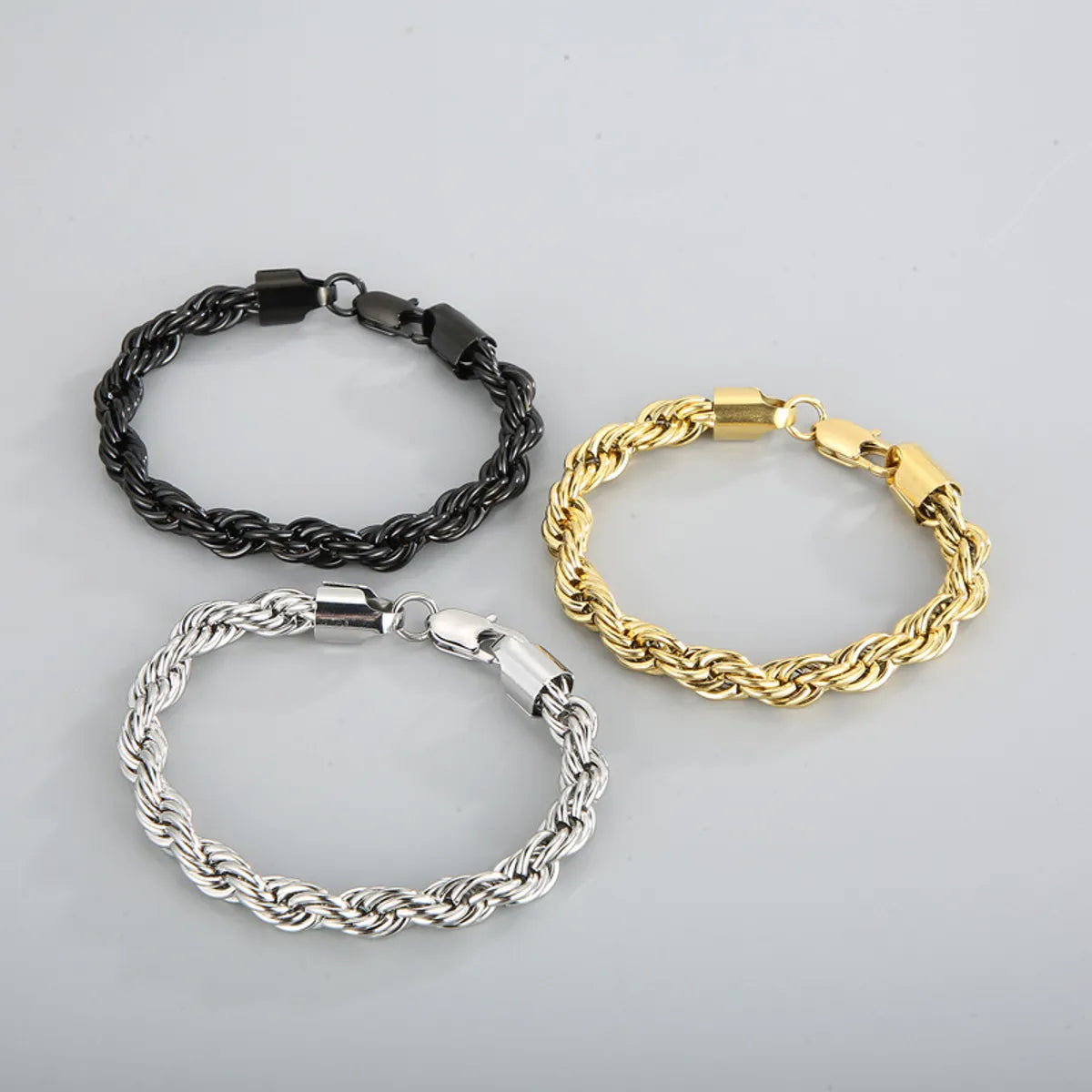 women’s elegant bangles-Classic Style Solid Color Titanium Steel Plating Chain 18K Gold Plated Men'S Bracelets