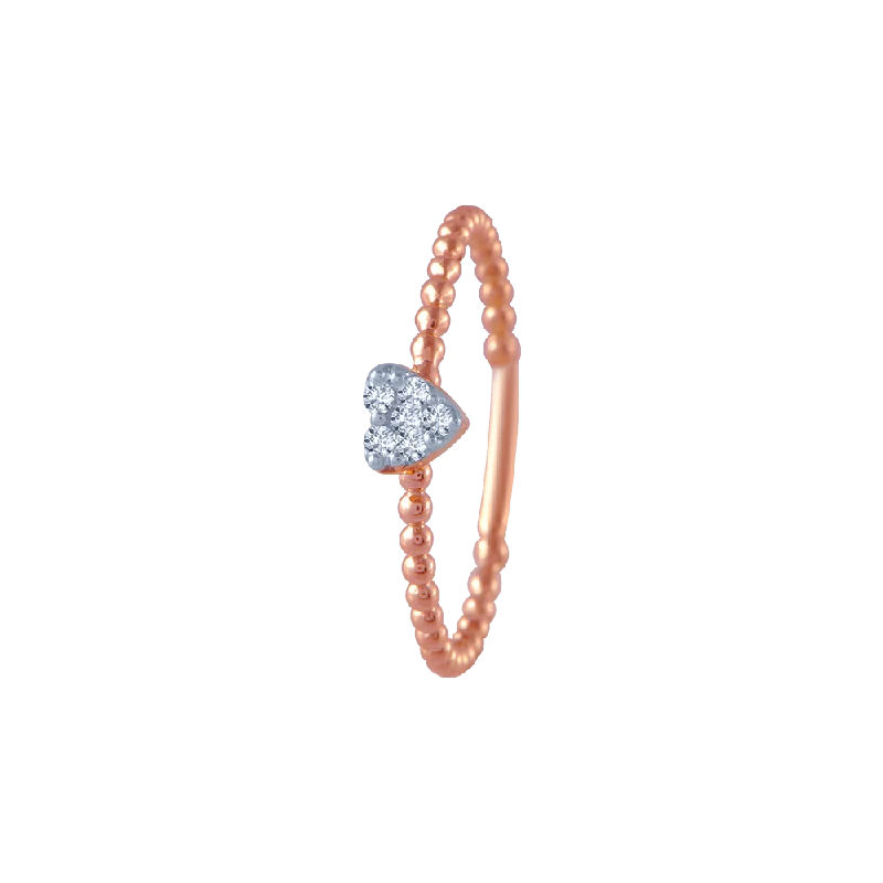 women’s textured rings-18KT (750) Rose Gold And Diamond Ring For Women