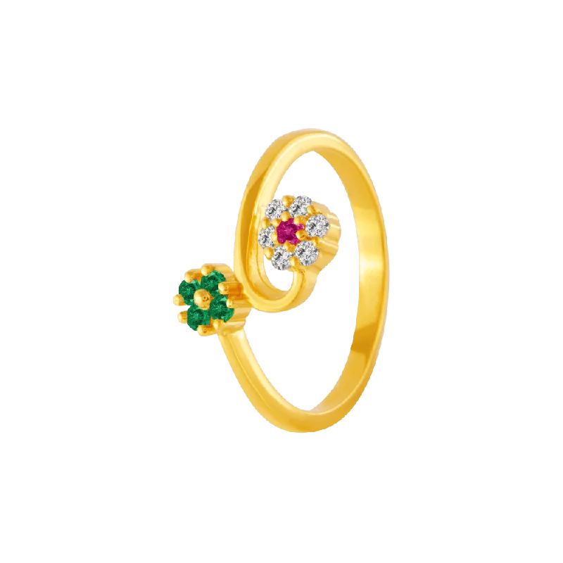 women’s emerald rings-22KT Yellow Gold And American Diamond Ring For Women