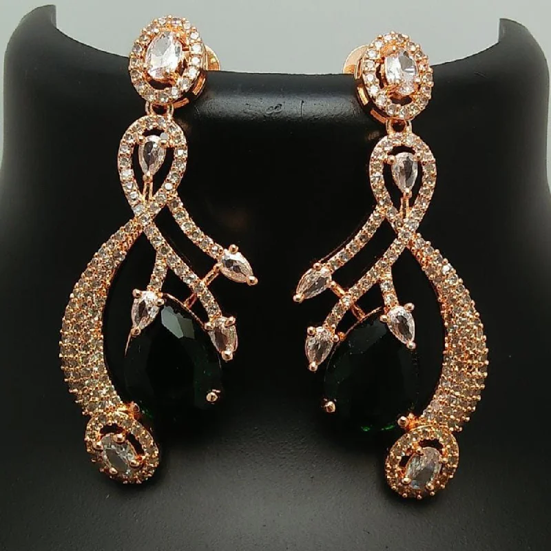 women’s gemstone earrings-Manisha Jewellery Rose Gold  Plated AD Dangler Earrings