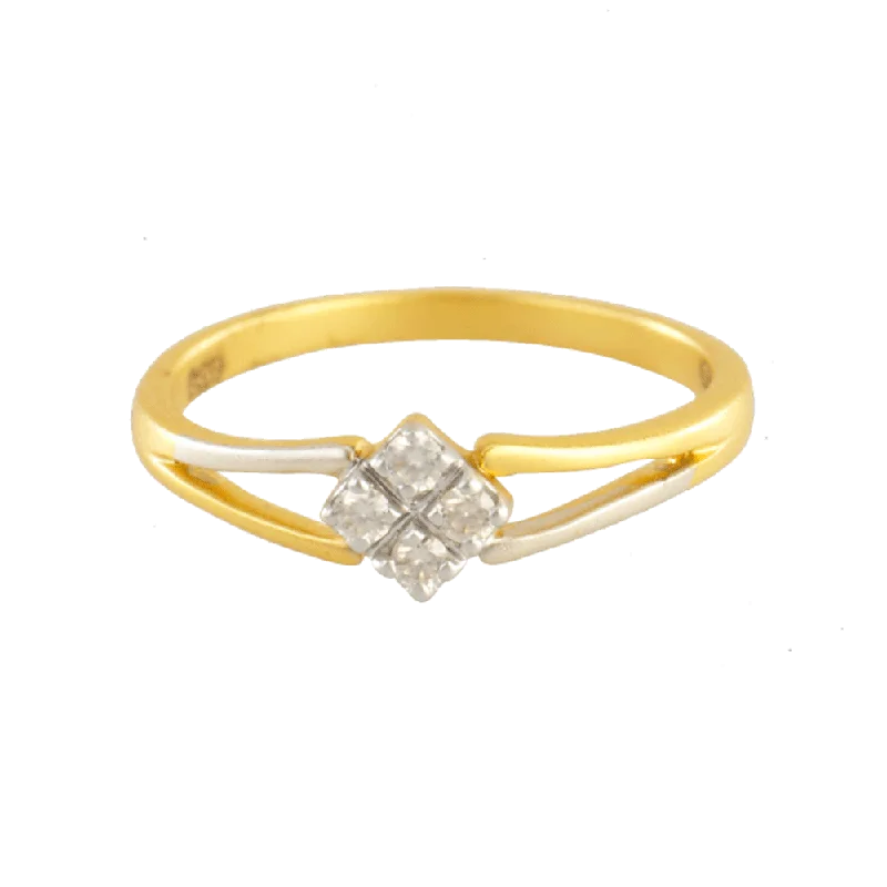 women’s cubic zirconia rings-18KT (750) Yellow Gold And Diamond Ring For Women